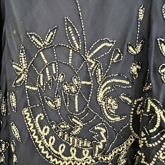 Draper’s & Damon’s Vintage Navy Blue Sheer Flowy Top  Bell Sleeve  Size Petite 8 - Picture 7 of 7